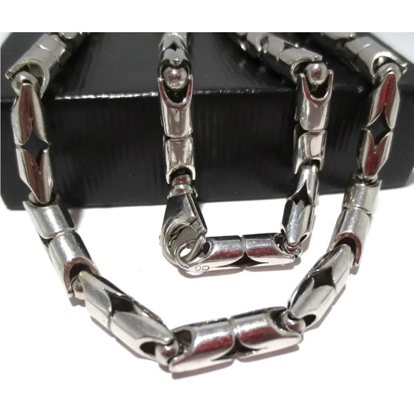 14K WHITE SOLID GOLD unique Turkish style rope LINK Unisex Necklace - Picture 12 of 14